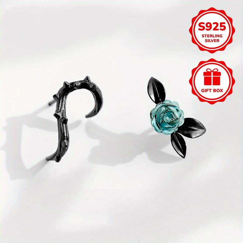 Women's S925 Silver Thorns Rose Stud Earrings — Funky Design
